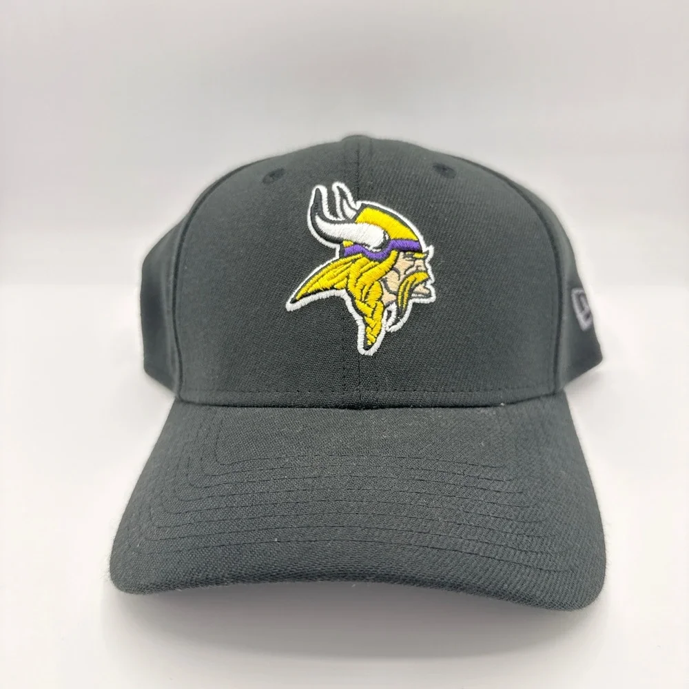 New‎ Era Hat Mens Medium-Large Minnesota Vikings Black 39Fifty NFL Stretch Fit
